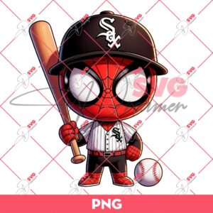 Spiderman Chicago White Sox Baseball PNG, Superhero Baby Spiderman MLB PNG
