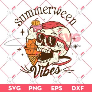 Summerween Vibes SVG PNG, Skeleton And Ice Cream SVG PNG