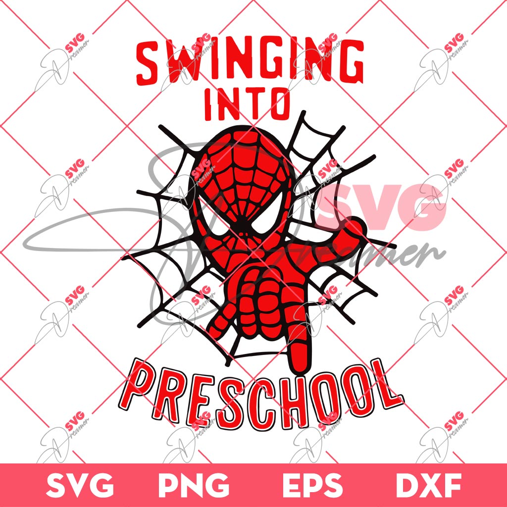 Swinging Into Preschool PNG SVG, Spiderman Back To School PNG SVG 1 Swinging Into Preschool PNG SVG, Spiderman Back To School PNG SVG
