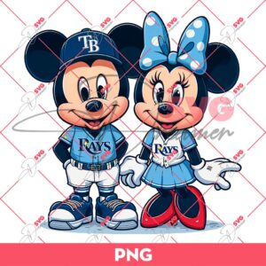 Tampa Bay Rays Mickey And Minnie Mouse PNG, Disney Mickey Minnie Rays MLB Baseball PNG