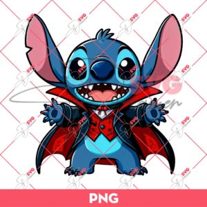 Vampire Stitch Halloween PNG, Stitch Wearing Vampire Outfits PNG