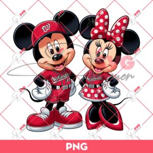 Washington Nationals Mickey And Minnie PNG, Disney Mickey Minnie Nationals MLB Baseball PNG