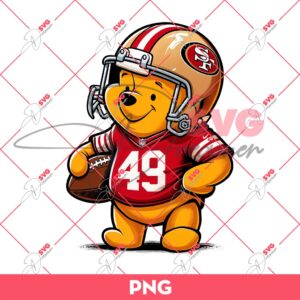 Winnie The Pooh 49ers PNG, San Francisco 49ers NFL Football PNG