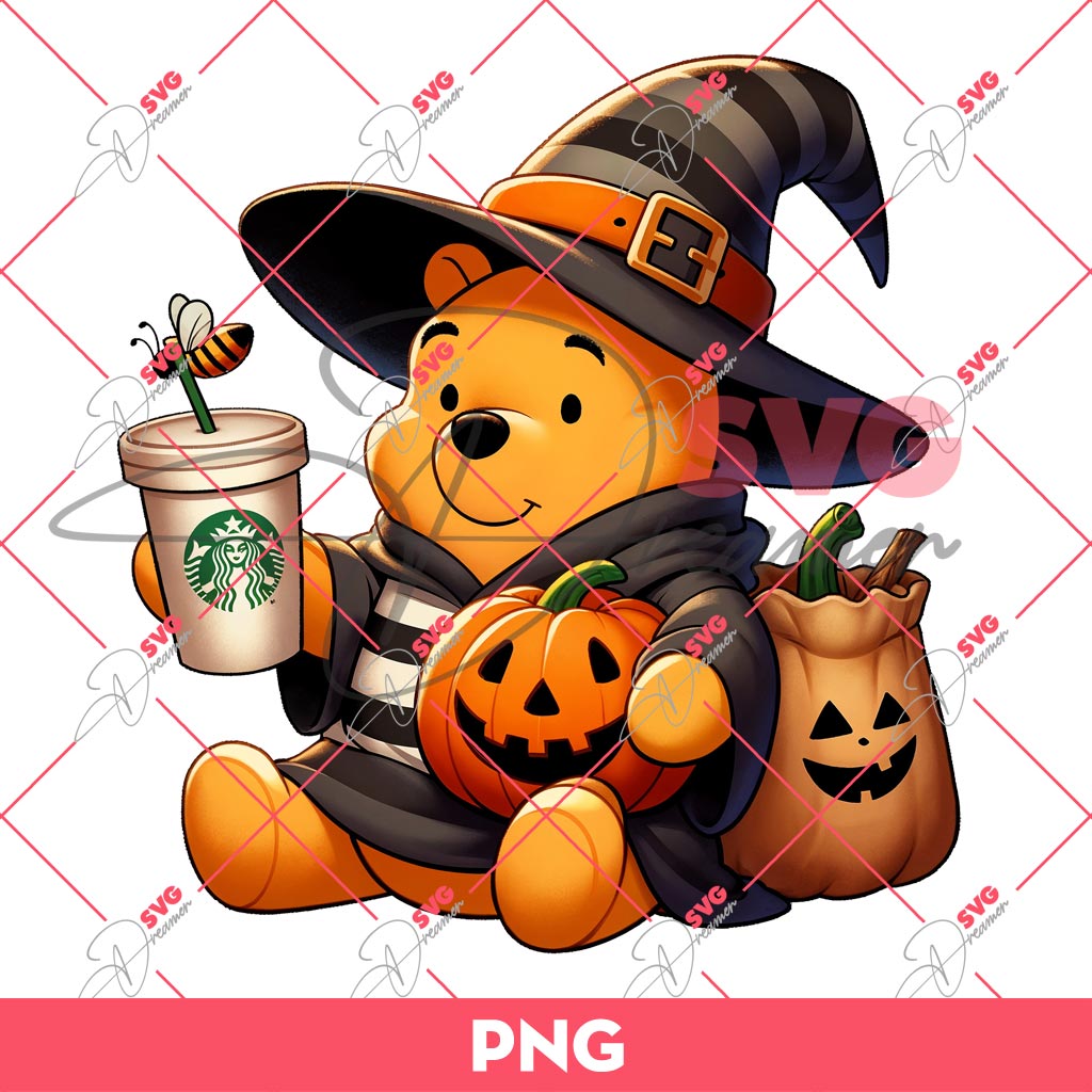Winnie The Pooh Coffee Halloween PNG, Pooh Bear Witches And Pumpkin Halloween PNG 2 Winnie The Pooh Coffee Halloween PNG, Pooh Bear Witches And Pumpkin Halloween PNG