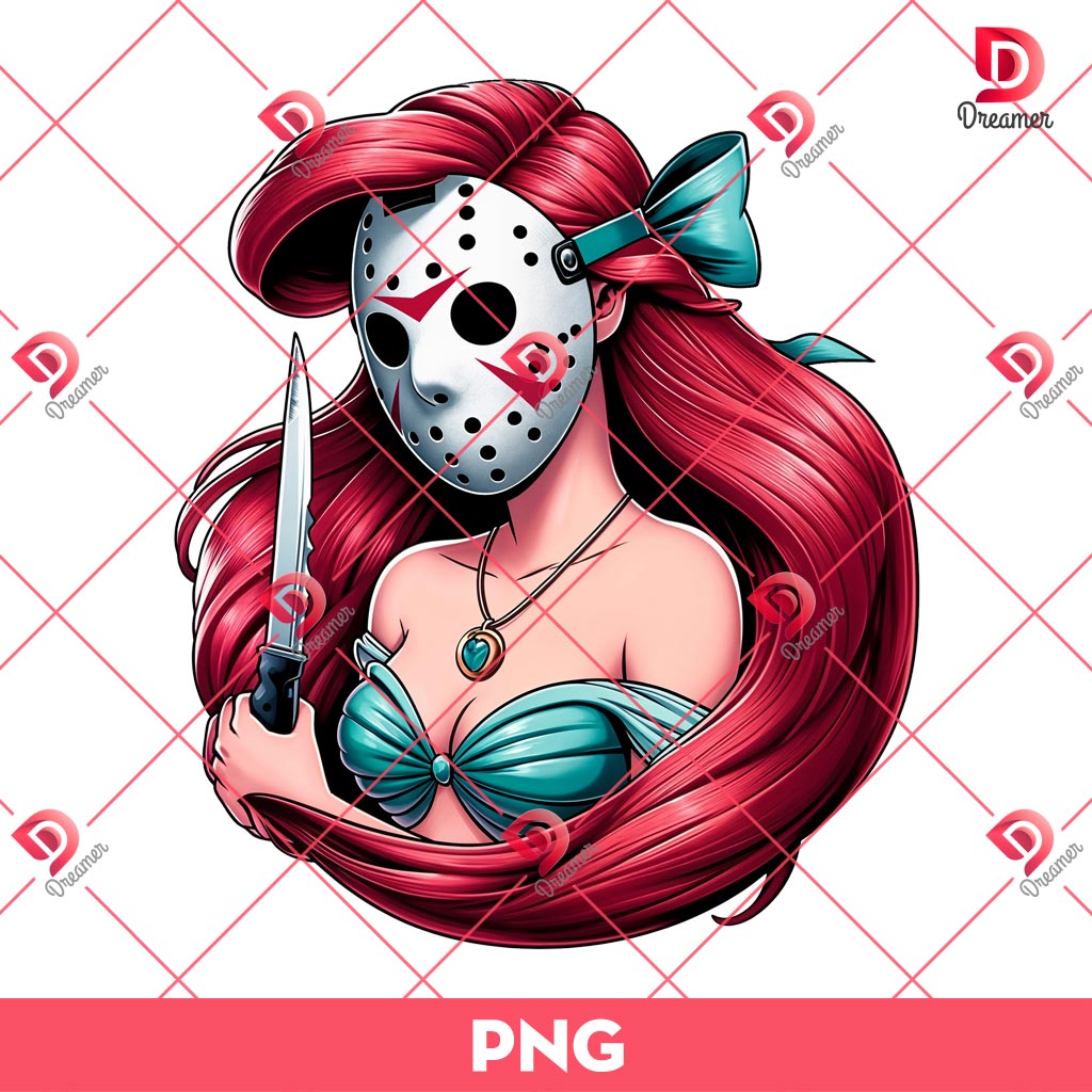 Ariel Mermaid Jason Voorhees PNG, Disney Princess Horror Characters PNG, Halloween PNG 1 Ariel Mermaid Jason Voorhees PNG, Disney Princess Horror Characters PNG, Halloween PNG