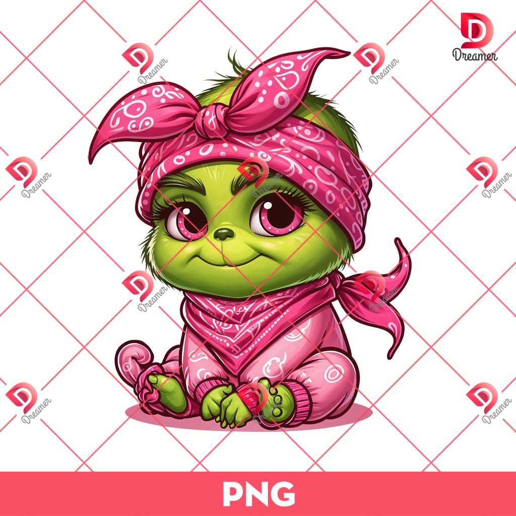 Baby Grinch PNG, Cute Grinch Pink Outfits PNG 2 Baby Grinch PNG, Cute Grinch Pink Outfits PNG