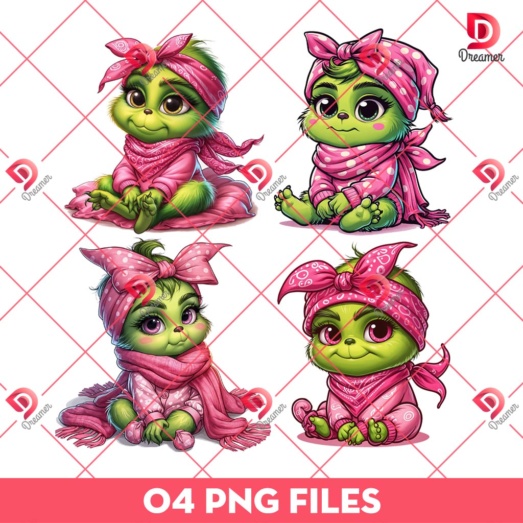 Baby Grinch PNG, Cute Grinch Pink Outfits PNG 1 Baby Grinch PNG, Cute Grinch Pink Outfits PNG