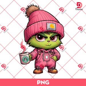 Baby Grinch PNG Cute Grinch With Starbucks Coffee PNG 2