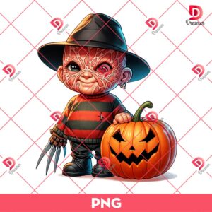 Baby Krueger Halloween PNG, Cute Horror Killer PNG