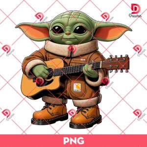 Baby Yoda Wearing Carhartt Outfits PNG, Baby Yoda Playing Guitar PNG