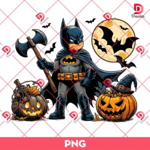 Batman And Pumpkin Halloween PNG, Superhero Halloween PNG