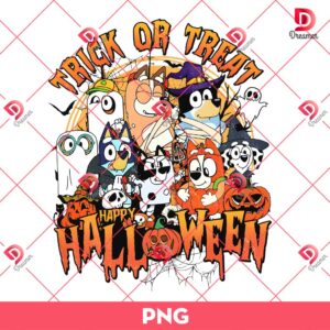 Bluey Friends Trick Or Treat PNG, Happy Halloween Bluey PNG