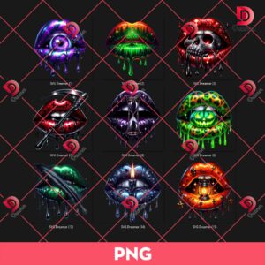 Bundle Halloween Lips PNG, 3D Lips Halloween PNG Bundle