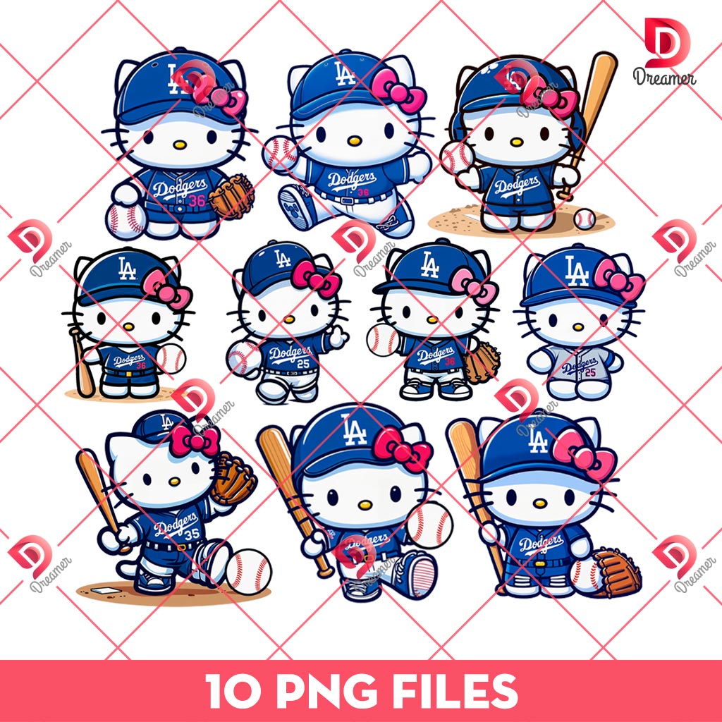 80+ Hello Kitty Los Angeles Dodgers PNG, All Designs LA Dodgers Hello Kitty by SVG Dreamer 70 Bundle Hello Kitty LA Dodgers Baseball PNG, Kitty MLB Dodgers PNG Bundle