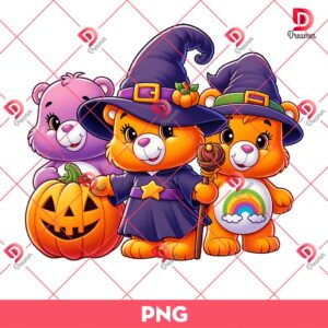 Care Bears Witches Halloween PNG, Care Bear Pumpkin Halloween PNG