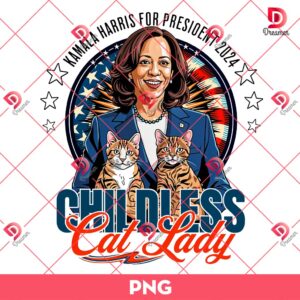 Childless Cat Lady Kamala Harris 2024 PNG, Election Voting Harris 2024 PNG, Childless Cat Lady PNG