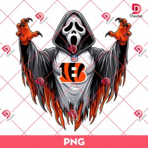 Cincinnati Bengals Ghostface PNG, Horror Characters NFL Football PNG
