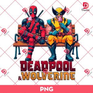 Deadpool And Wolverine Eating Ice Cream PNG, Deadpool Wolverine Movie PNG, Marvel Superhero PNG
