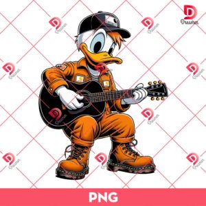 Donald Duck Wearing Carhartt Fashion PNG, Disney Donald Playing Guitar PNG