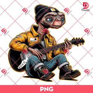 E.T Alien Wearing A Carhartt Outfit PNG, E.T Alien Playing Guitar PNG