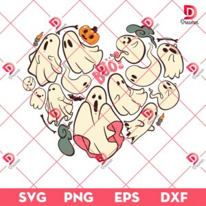 Ghost Heart Halloween SVG PNG, Boo Heart SVG PNG, Halloween SVG PNG