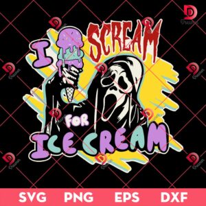 Ghostface I Scream For Ice Cream SVG PNG, Horror Character Halloween SVG PNG
