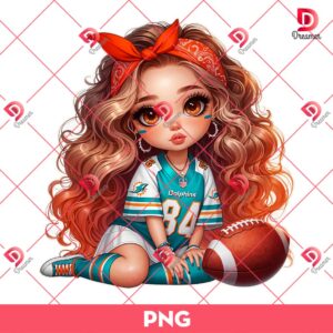 Bundle Miami Dolphins PNG Design, NFL DolphinsFootball PNG Bundle, Bundle NFL Team 49 Girl Miami Dolphins NFL PNG, Cute Cartoon Girl Football PNG
