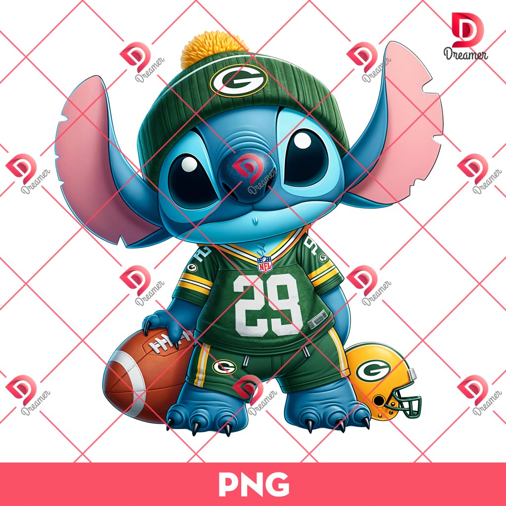Bundle Green Bay Packers PNG Design, NFL Packers Football PNG Bundle, Bundle NFL Cartoon Football 28 Green Bay Packers Stitch PNG, NFL Stitch PNG, Stitch Football Fan GB Packers PNG