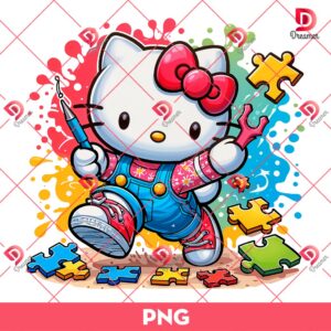 Hello Kitty Autism PNG, Autism Awareness Hello Kitty PNG, Puzzle Autism PNG