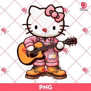 Hello Kitty Playing Guitar PNG, Hello Kitty Wearing A Carhartt Outfits PNG