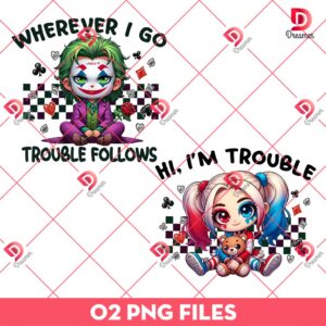 Horror Couple Halloween PNG, Joker And Harley Quinn Halloween PNG