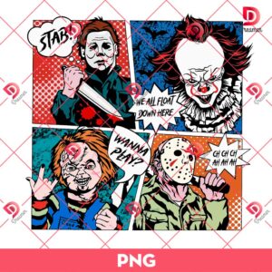 Horror Friends Comic PNG, Horror Killers Halloween PNG