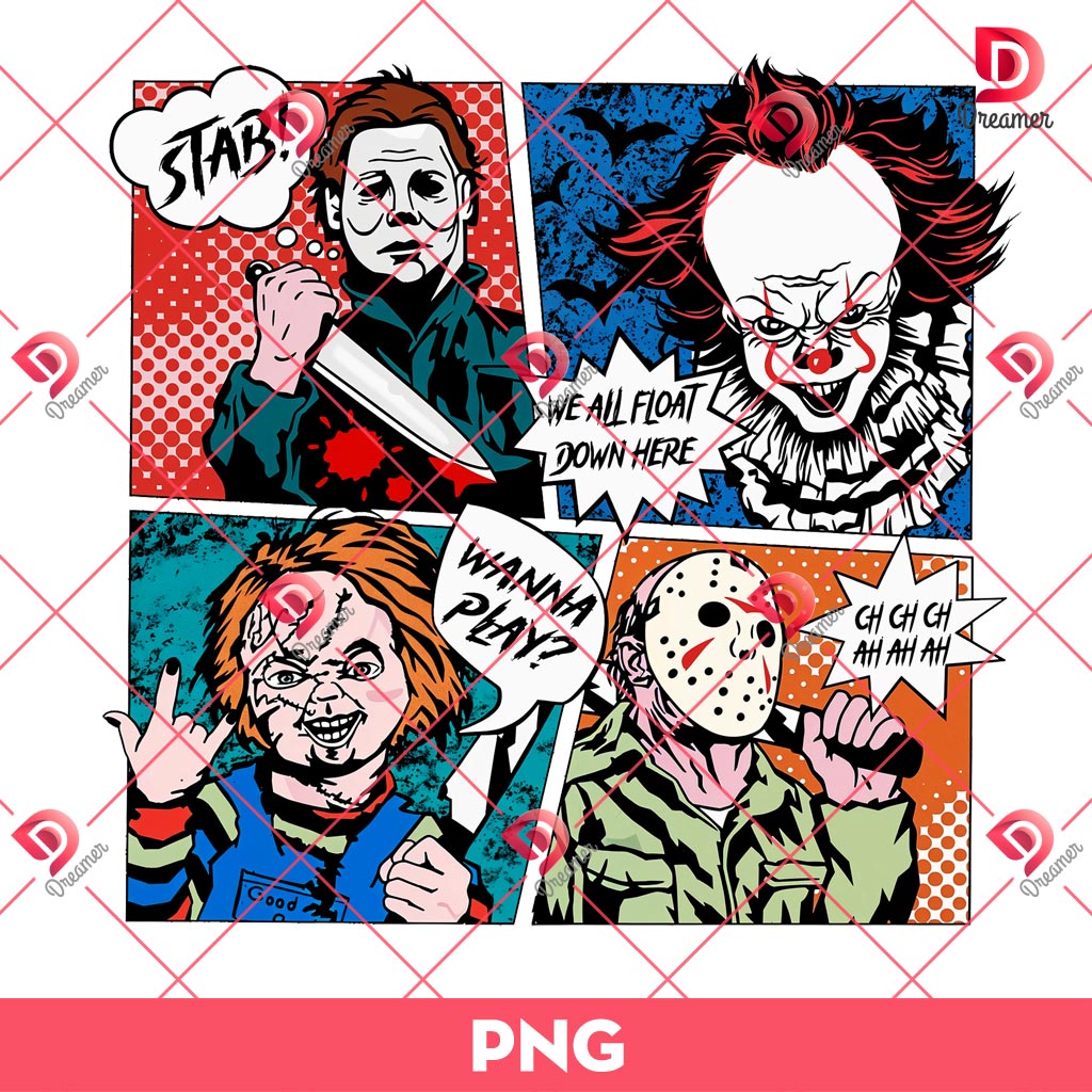 Horror Friends Comic PNG, Horror Killers Halloween PNG 2 Horror Friends Comic PNG, Horror Killers Halloween PNG
