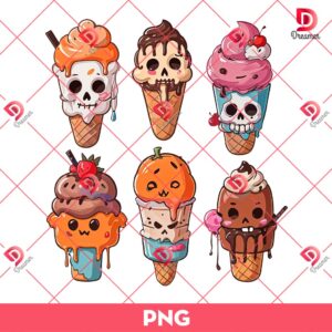 Ice Cream Halloween Summer Popsicle PNG, Ice Cream Horror Characters Halloween PNG