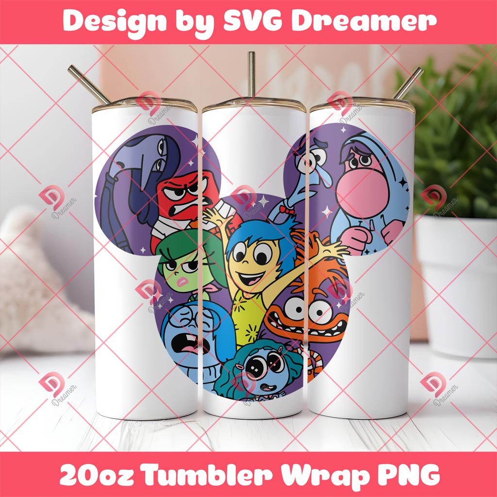 Inside Out Tumbler PNG, Inside Out 2 Characters In Disney Mouse Ears Tumbler Wrap PNG 1 Inside Out Tumbler PNG, Inside Out 2 Characters In Disney Mouse Ears Tumbler Wrap PNG
