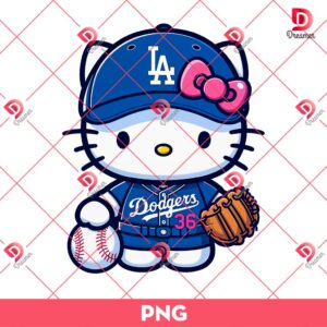 Bundle Hello Kitty LA Dodgers Baseball PNG, Kitty MLB Dodgers PNG Bundle