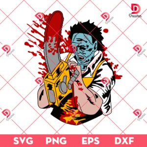 Leatherface Holding A Chainsaw SVG PNG, Horror Characters Halloween SVG PNG