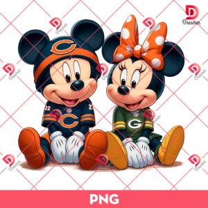 Bundle Green Bay Packers PNG Design, NFL Packers Football PNG Bundle, Bundle NFL Cartoon Football 103 Mickey Chicago Bears And Minnie Green Bay Packers PNG, Disney Mouse NFL Sport PNG