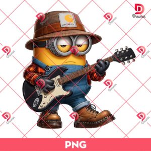 Minion Playing Guitar PNG, Minion Wearing A Carhartt Outfits PNG