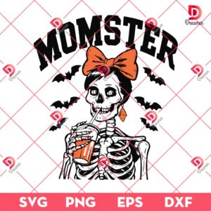 Momster SVG PNG, Skeleton Mom SVG PNG, Skeleton Halloween Coffee SVG PNG