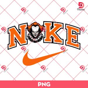 Nike Pennywise PNG, Horror Character Halloween PNG, Nike Halloween PNG