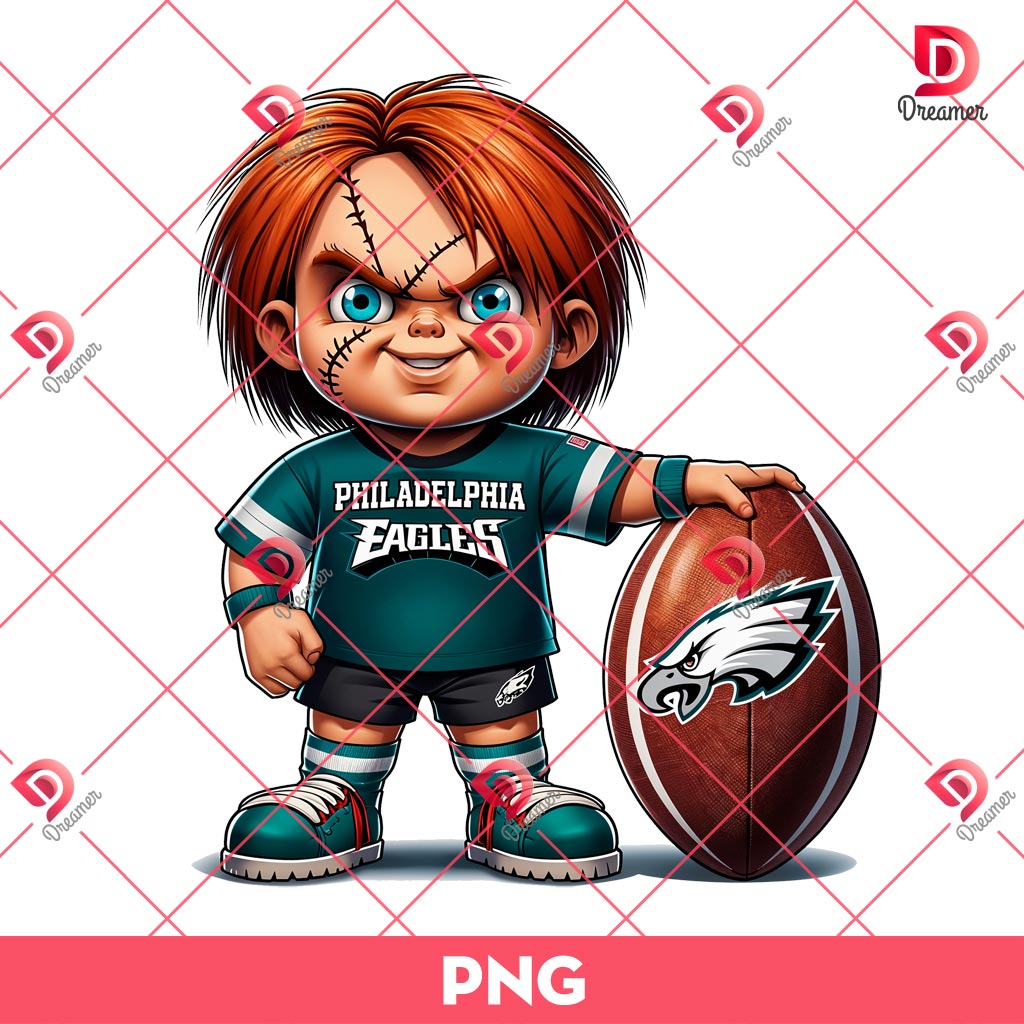 Bundle Philadelphia Eagles PNG Design, NFL Eagles Football Characters PNG Bundle 108 Philadelphia Eagles NFL Chucky Player PNG, Horror Character Football PNG