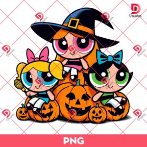 Powerpuff Girls Halloween PNG, Powerpuff Girl Witch PNG, Happy Halloween PNG