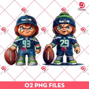 Seattle Seahawks NFL Chucky Player PNG, Horror Character Football PNG