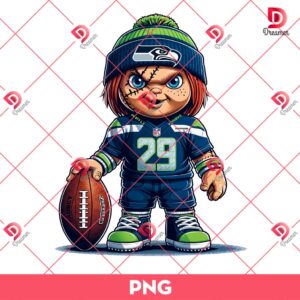 Seattle Seahawks NFL Chucky Player PNG, Horror Character Football PNG