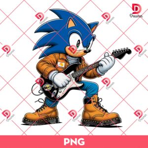 Sonic Wearing Carhartt Outfits PNG, Sonic Playing Guitar PNG