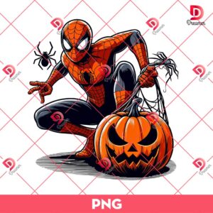 Spiderman And Pumpkin Halloween PNG, Superhero Halloween PNG