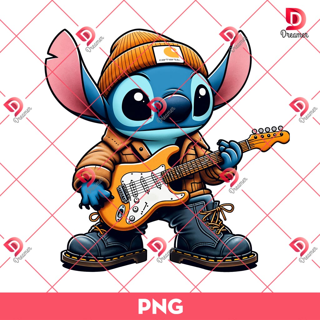 Stitch Playing Guitar PNG, Stitch Wearing Carhartt Fashion PNG 1 Stitch Playing Guitar PNG, Stitch Wearing Carhartt Fashion PNG