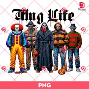 Thug Life Halloween Scary Killers PNG, Horror Characters Halloween Thug Life PNG
