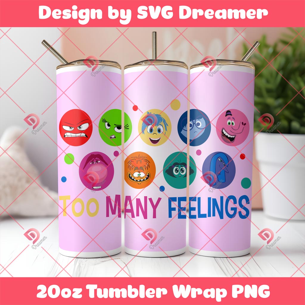 Too Many Feelings Tumbler Wrap 20oz PNG, Inside Out 2 Characters PNG Tumbler Wrap 20oz 2 Too Many Feelings Tumbler Wrap 20oz PNG, Inside Out 2 Characters PNG Tumbler Wrap 20oz